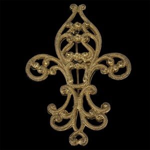 Miriam Haskell Vintage Signed Gold Tone Fleur De Lis Brooch Pin